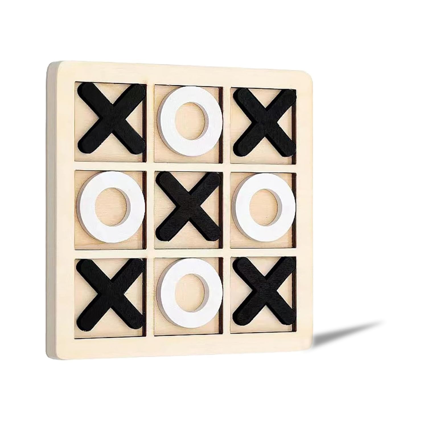Jeu De Dames Et Morpion (Tic-Tac-Toe) En Bois Recto-verso - Jeu Familial Complet, Occasion