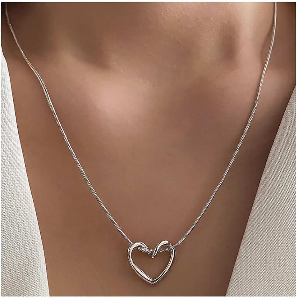 Colar de ouro para mulheres, moderno, simples, banhado a ouro, prata, pingente de coração, joias modernas, presentes