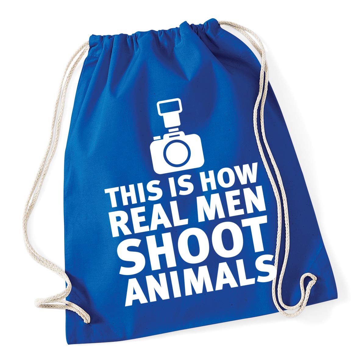 Hippowarehouse This is how real men shoot animals Drawstring Cotton School Gym Bag 37cm x 46cm, 12 litres