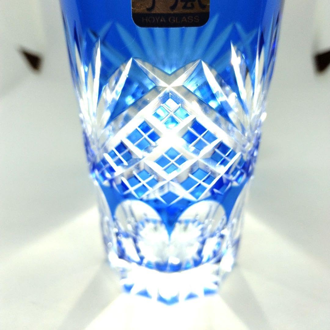 Amazon.co.jp: HOYACRYSTAL 祥風切子ルリ色被せガラス 一口