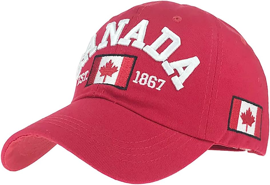 Baseball Cap Canada Flag Hat Adjustable Dad Hat Sunhat Embroidered Cap Outdoor Sun Hats for Adult