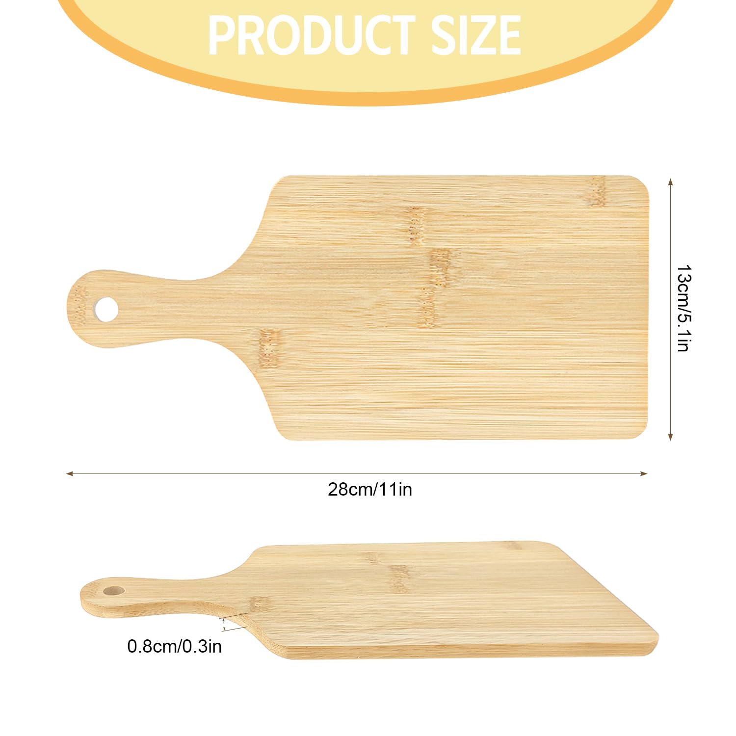 50 tablas de cortar de madera a granel, con grabado láser, con asa, tablas de charcutería para regalo personalizado del día de la madre, 11 x 5 pulgadas, bambú