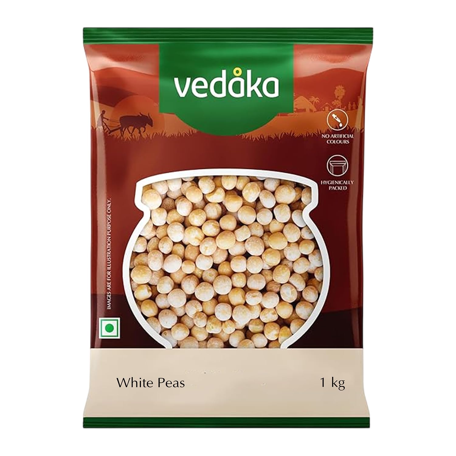 Amazon Brand - Vedaka Premium White Peas, 1kg