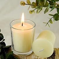 Vista 6 de 4 velas votivas de cera de abeja pura, sin perfume, naturalmente ligeramente perfumadas a miel, 15 horas de tiempo de combustión cada una (blanco)