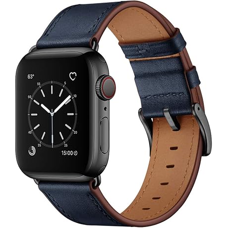 OUHENG Blue Leather Apple Watch Band 42mm - Classic and Durable