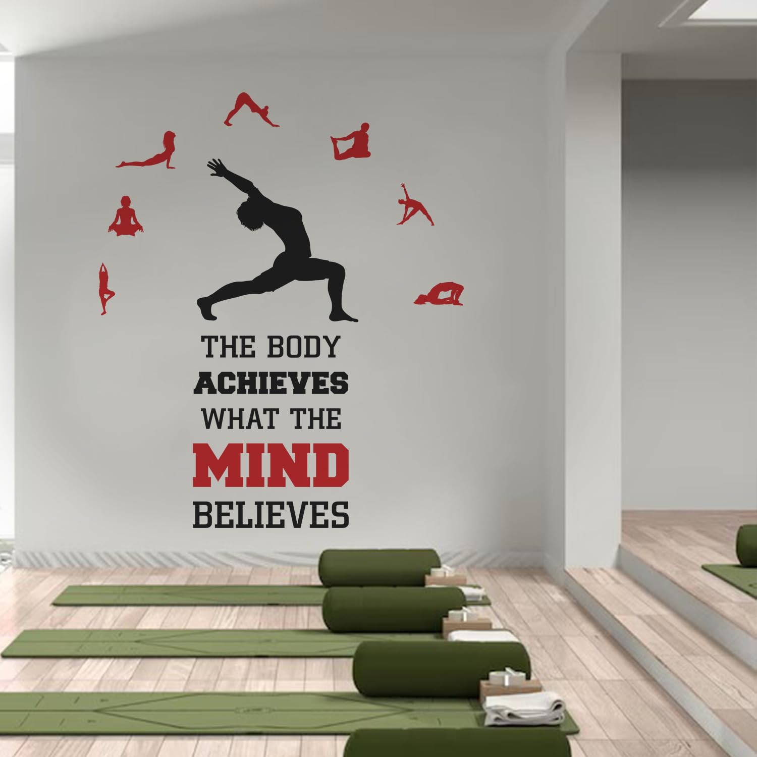 The Body Achieves What The Mind Believes - Yoga, Gym, Inspiration, Motivation, Quotes Wall Sticker Decal (Multi Colour, Vinyl, Peel & Stick, Self Adhesive) (Premium Large - 160 x 130 cm)-image-4