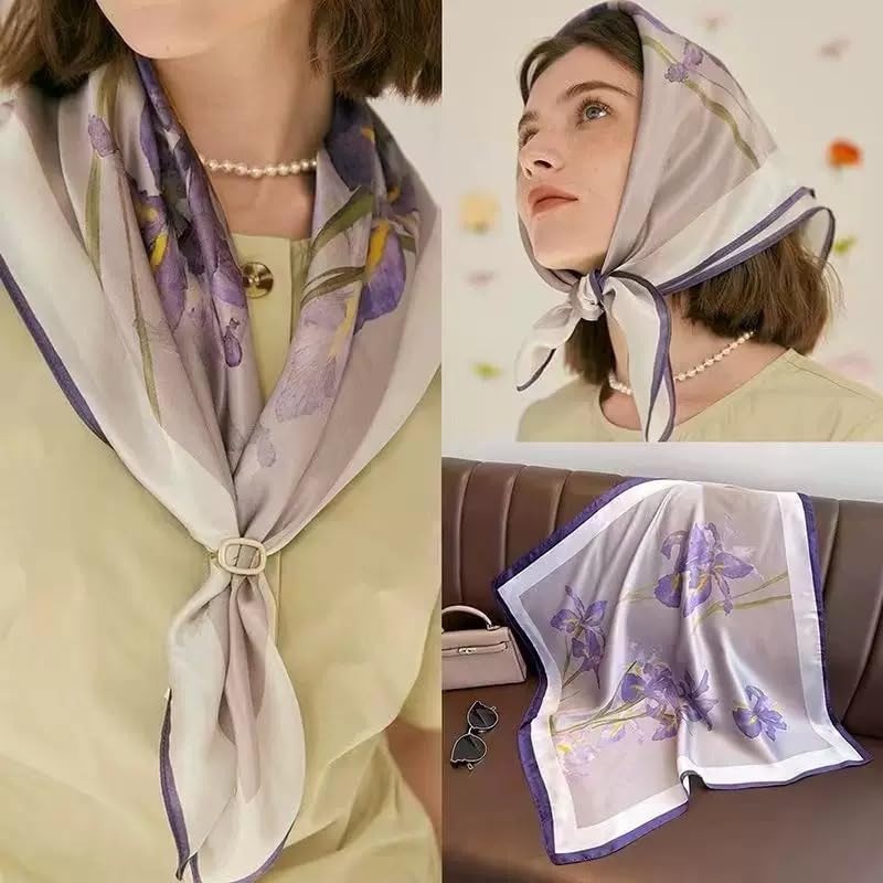 27.5 Inch Silk Feeling Scarf for Women Square Satin Head Scarf Hair Wrap Bandana - Image 3