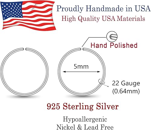 Miniatura 46 de Small Gold or Sterling Silver Huggie Hoop Earrings for Women Cartilage Nose Helix Tragus