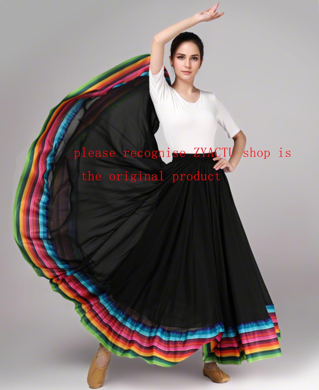 Damen Lyrical Dance Rock - Chiffon Swing Long Skirt for Mexican & Flamenco-Tanz