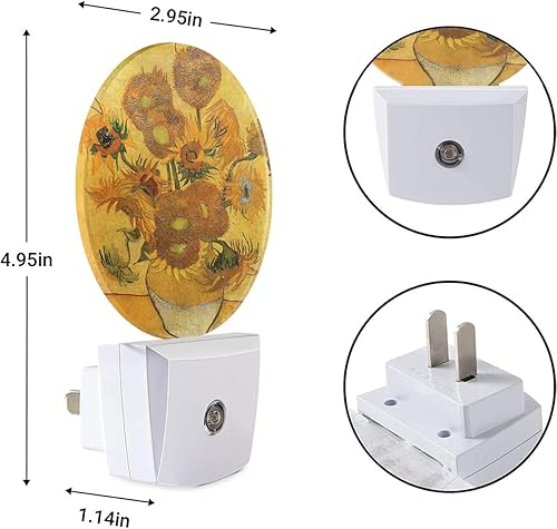 Miniatura 7 de EKOBLA Luces nocturnas enchufables en la pared Van Gogh Still Life Girasoles en jarrón Luz nocturna 0.5 W Apto para dormir para niños y niñas,
