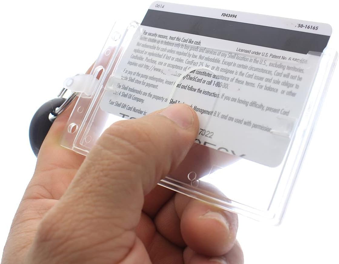 Specialist ID Rigid Fuel Card Holder with Key Ring - Clear Hard Plastic Card Protector Keychain for Fleet, Gas Cards