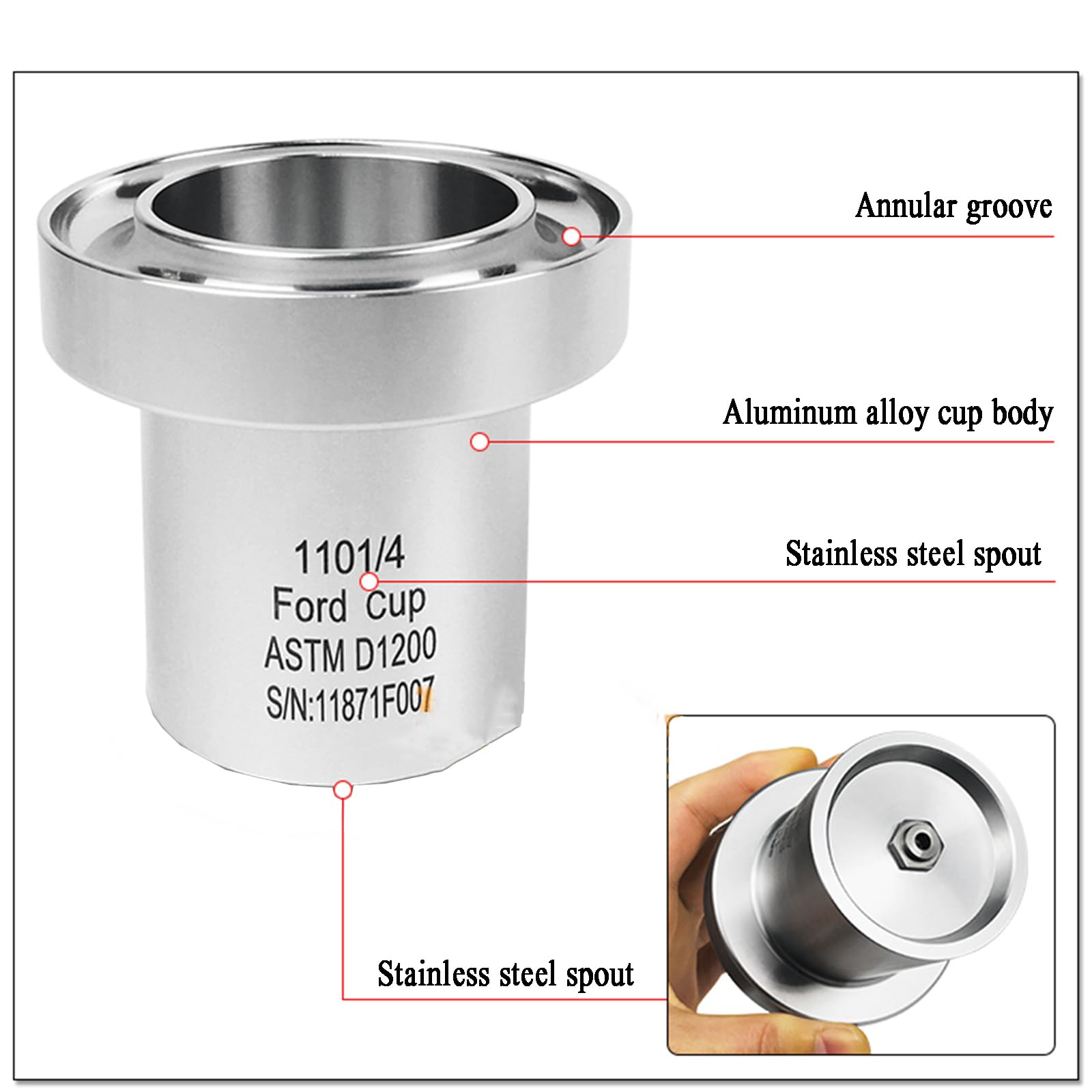 Copa De Viscosidad ISO, Copas De Flujo ISO, Modelo ISO 1-5, Copa De Espesor De Consistencia De Líquido, Copa De Viscosidad De Copa Ford, 2,1, 2,8, 3,4, 4,1, 5,8 Mm, para De Pintura