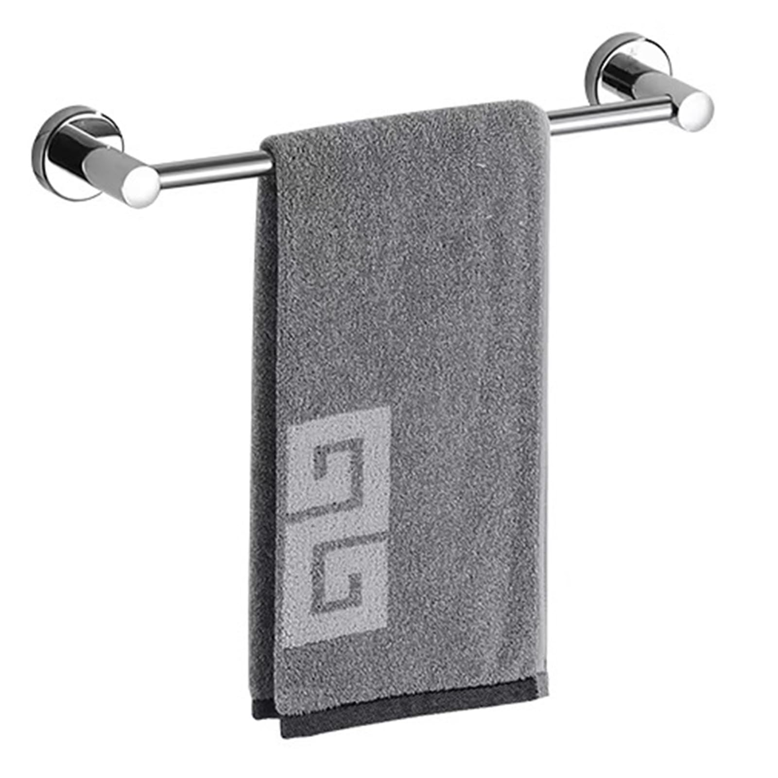 Porte-serviettes rond pour salle de bain et cuisine, barre murale argentée 100 cm