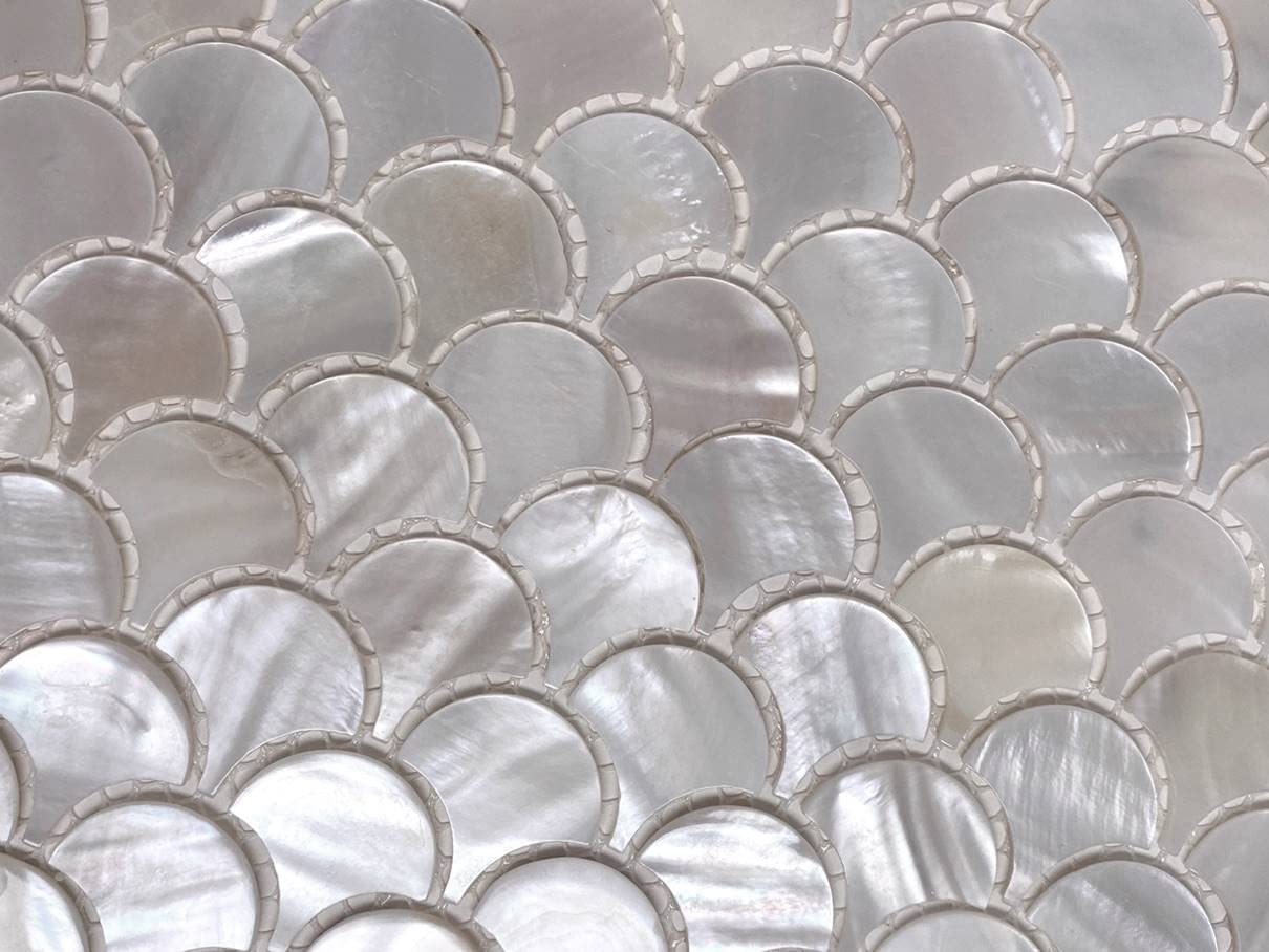 Haide Mother Of Pearl Shell Mosaic Tile - 1pc White Freshwater Fish Scale Textured Peel & Stick Square For Kitchen & Bathroom