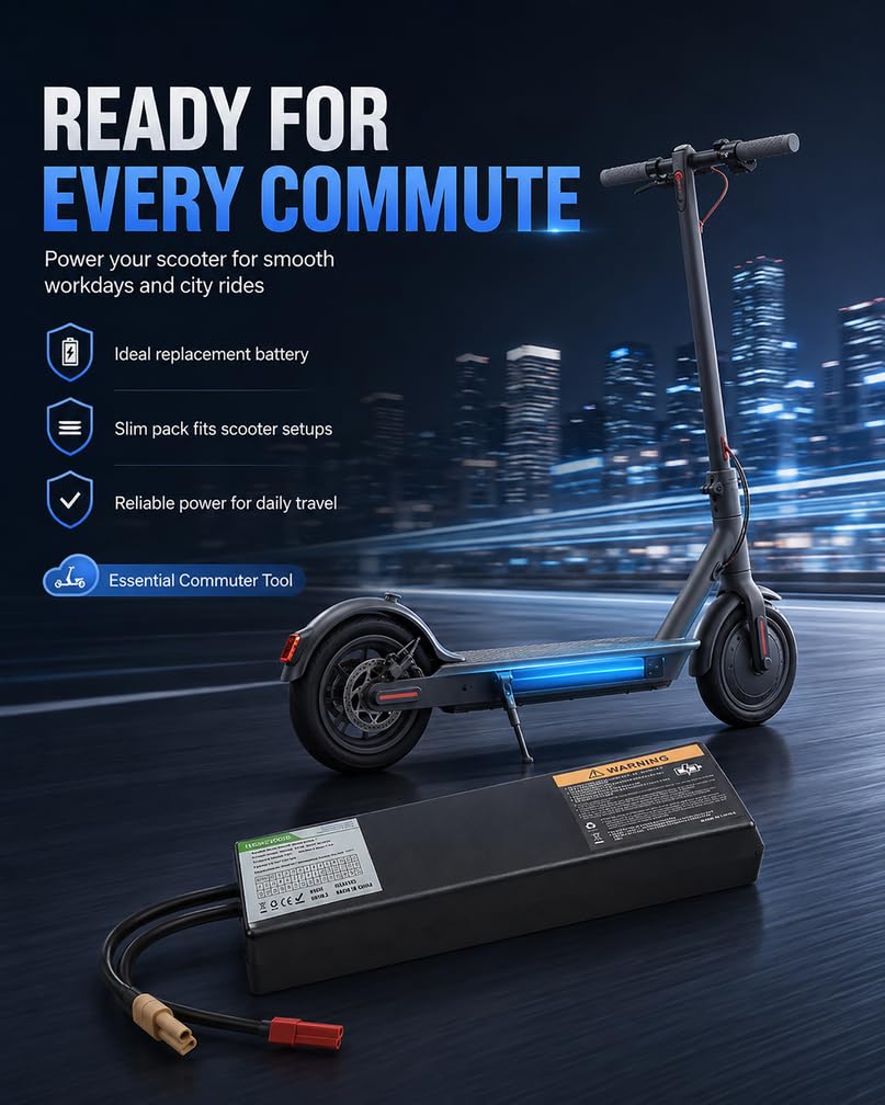 Batterie Scooter Électrique 36V, 6AH Batterie de Trottinette électrique | 7.5AH/7.8AH/8.7AH disponibles, Accessoire de remplacement, Batterie intégrée