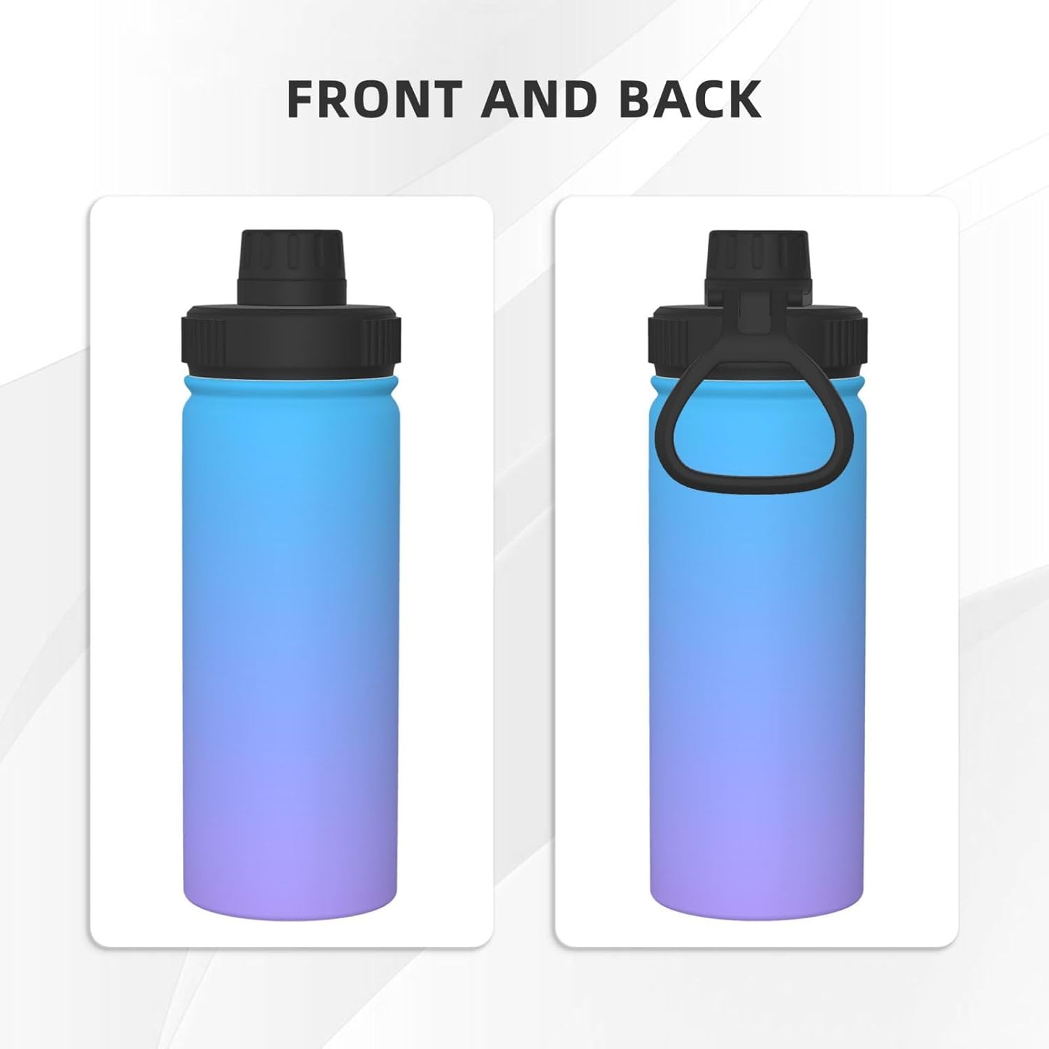 Light Purple and Blue Sports Water Bottle Stainless Steel 18OZ, Insulated Cup for Travel Gym Outdoor