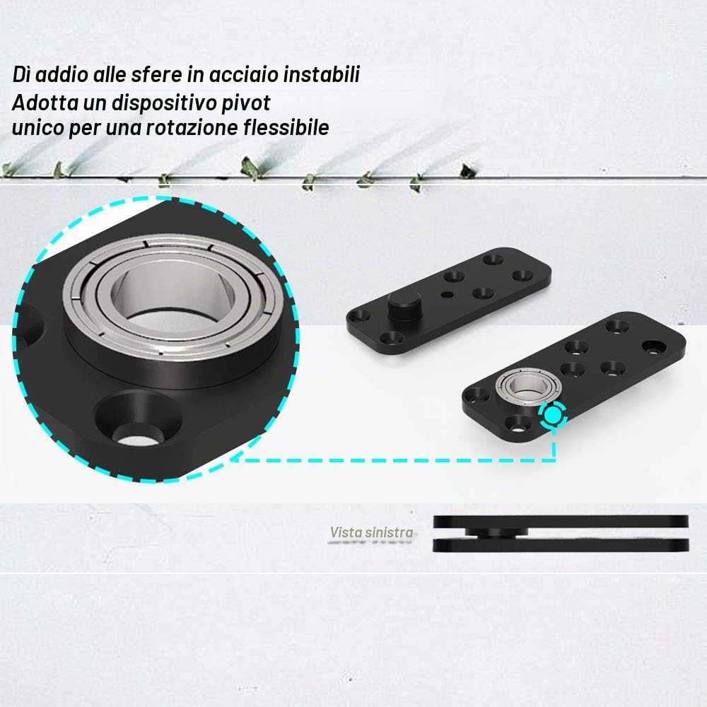 FRMSAET Sistema di cerniere a bilico per porte nascoste Rotazione a 360 gradi Cerniere per porte invisibili in legno impostate sull'albero. (Grande, nero)