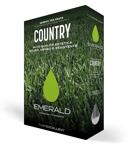 Emerald COUNTRY TurfExcellent, Sementi per Prato ad Alta Qualità Estetica,Scuro Denso e Resistente, 1kg (40mq) (1)