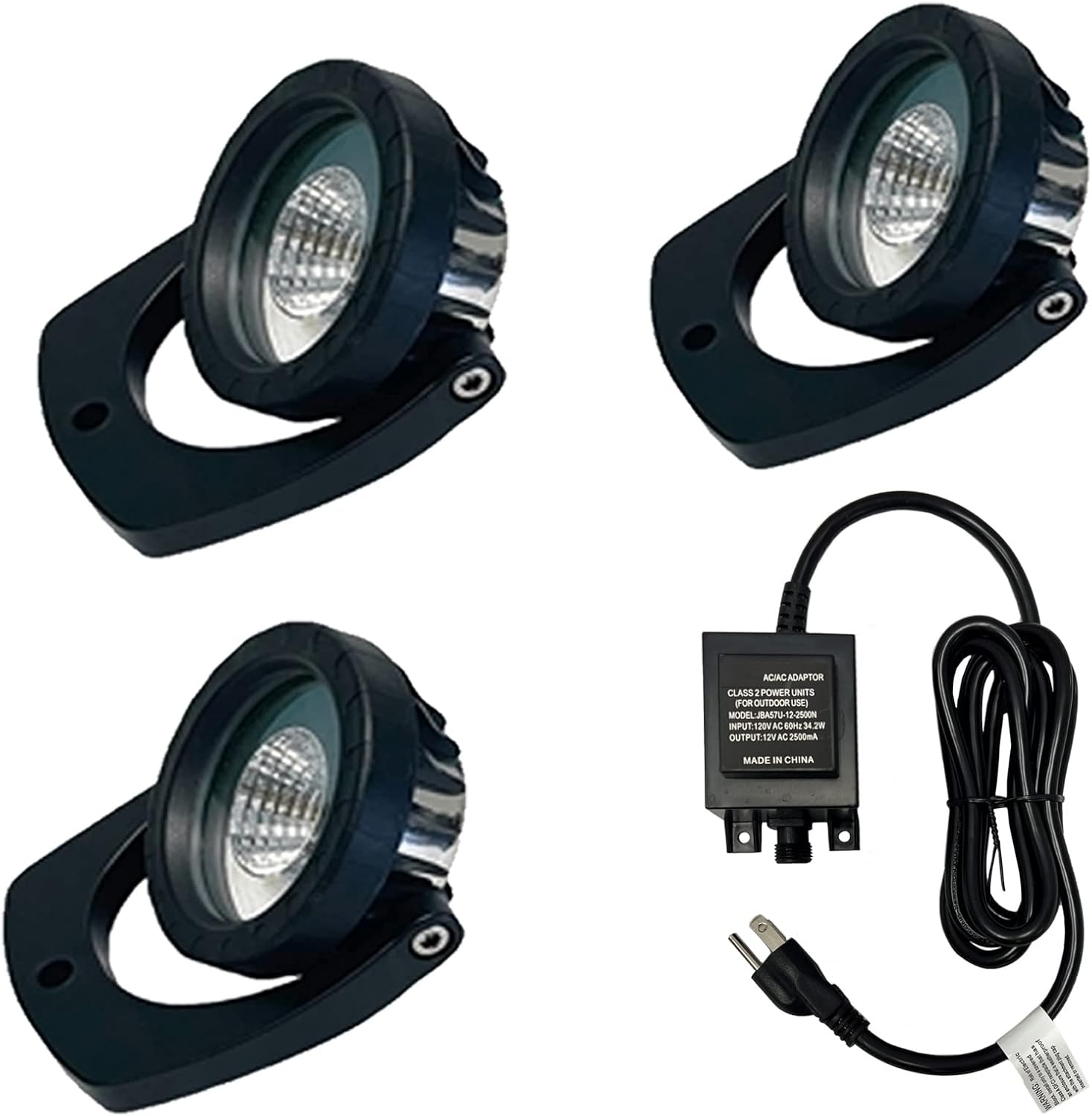 HALF OFF PONDS LumiNight Pond and Landscape Lighting - (3) 6-Watt White Light Black Fountain Light Kit w/ 100' QD Cord