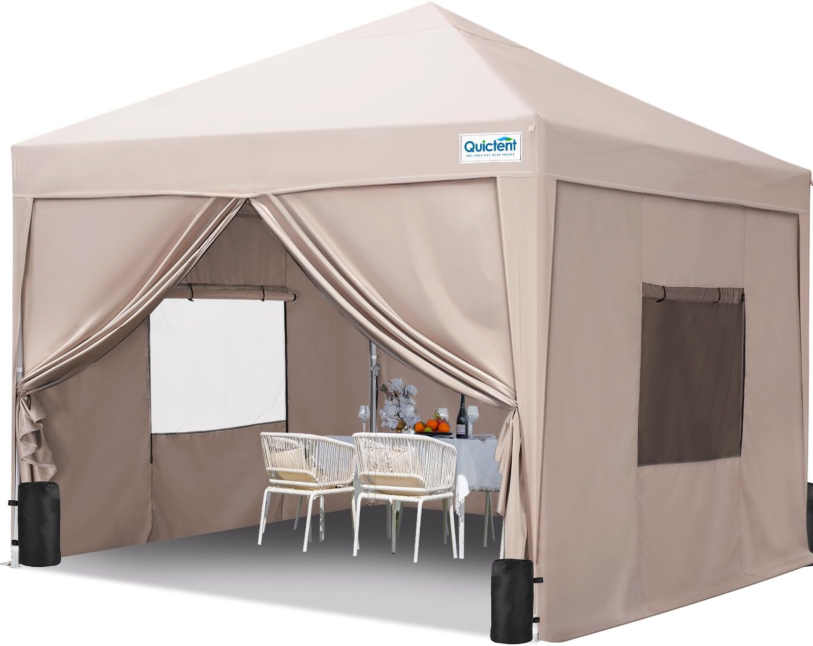 Quictent Pop Up Canopy Tent - Waterproof Instant Gazebo with Detachable Sidewalls, UV Protection, Roller Bag, Sandbags & Stakes - Perfect for Outdoor Events, Parties, Camping