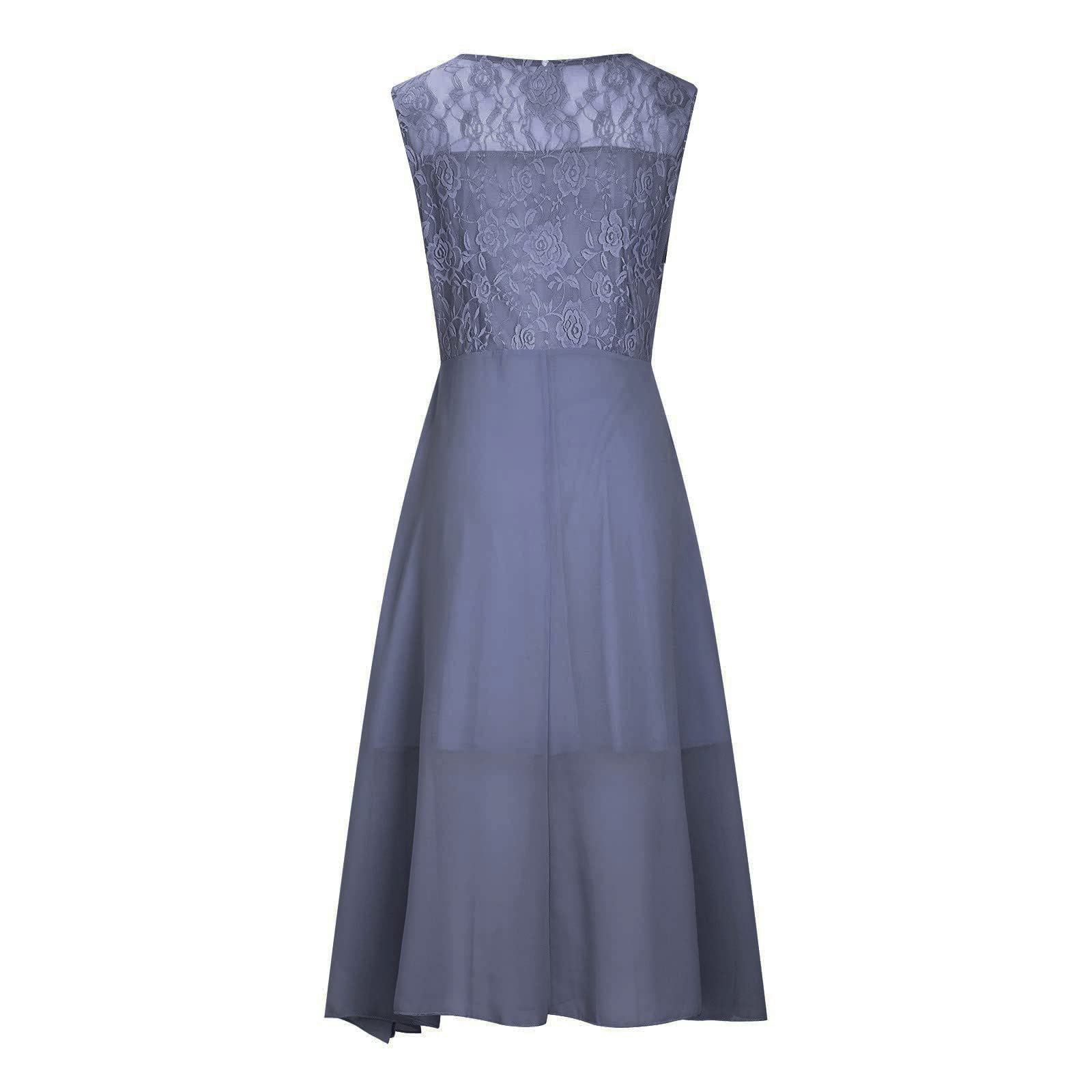 Ansenesna Abendkleider Elegant Für Hochzeit Abendkleid Damen Asymmetrisch Spitze Chiffon Kleider V Ausschnitt Festliche Kleider Frauen Wadenlang Midi Brautjungfernkleid Kurzarm Partykleid