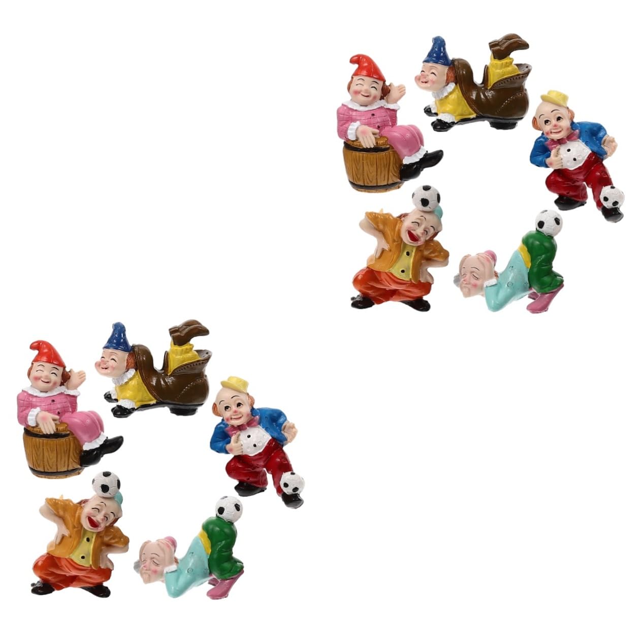 Gâteau de licorne et accessoires de jardin de fées avec mini clown miniature