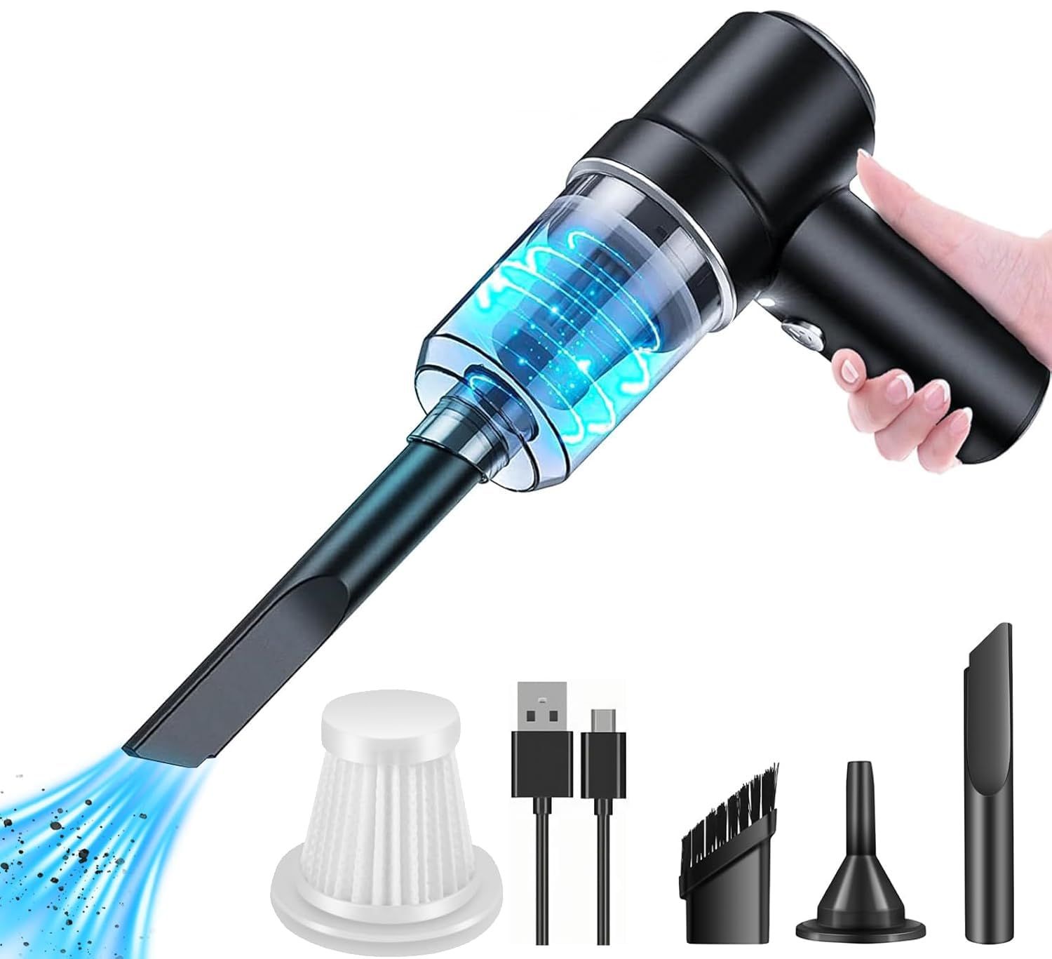 Aspirateur Sans Fil Main Rechargeable - 2 En 1 Aspiration/Soufflage - Pour Voiture & Maison - 4000mAh