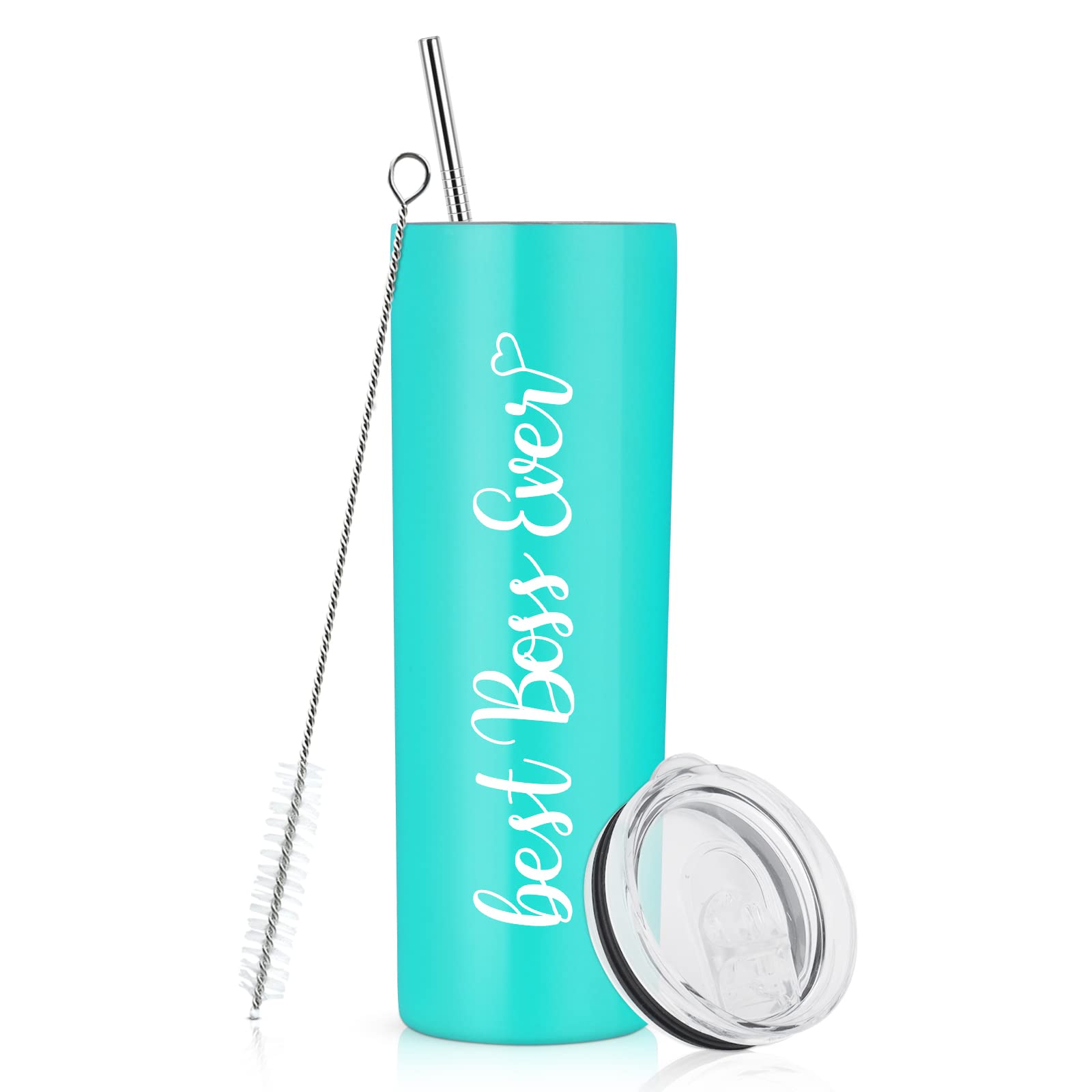 GtmileoBoss Day Gifts for Women, Best Boss Ever Stainless Steel Insulated Skinny Tumbler, Boss Day Gifts Christmas Boss Appreciation Gifts for Women Boss Lady Female Boss Manager Director(20oz, Mint)
