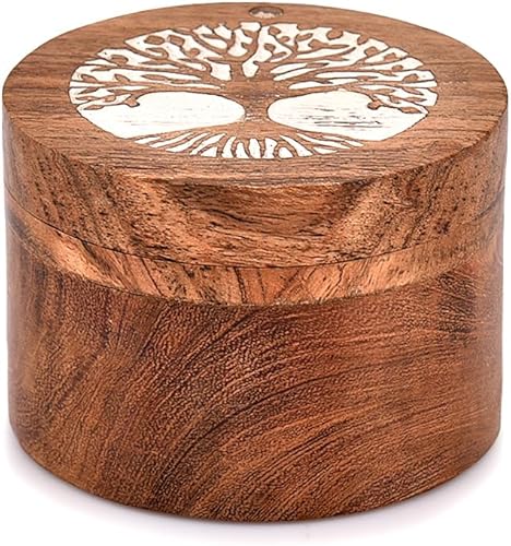 Caja de madera de acacia para bodega, elegante recipiente de sal de cocina con tapa giratoria para almacenar especias de pimienta (3.5 x 3.5 x 2.5