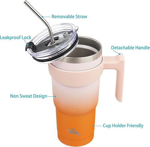 Miniatura 49 de 10 oz Tumbler with Handle and 2 Straw 2 Lid, Insulated Water Bottle Stainless Steel Vacuum Cup Reusable Travel Mug,Turquoise Negro