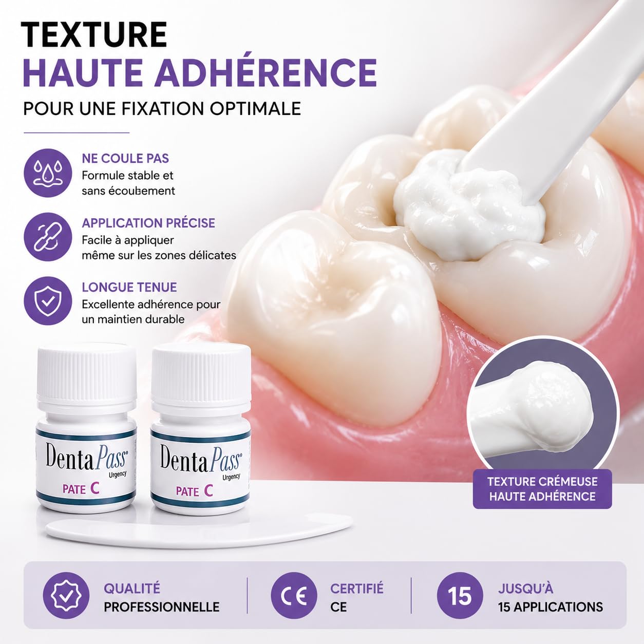 Pansement Dentaire | Pansement dentaire provisoire | Reboucher une Carie, Amalgame, Trou dans une Dent | Rage de Dent | Qualité Professionnelle | Application Facile | Certifié CE | Entreprise FR