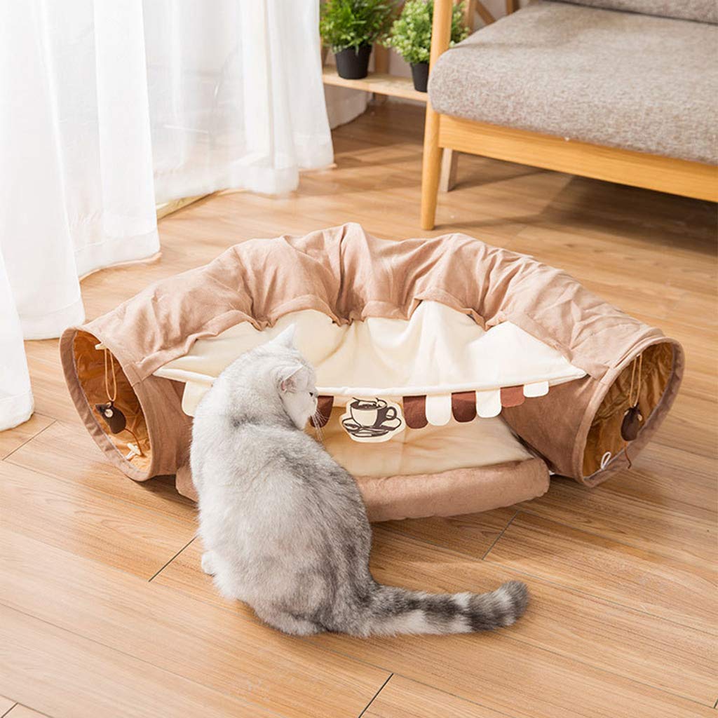 Tubo de túnel para gatitos, juguetes para gatos de interior, juguete para mascotas aburridas con cama para esconderse y buscar con scr