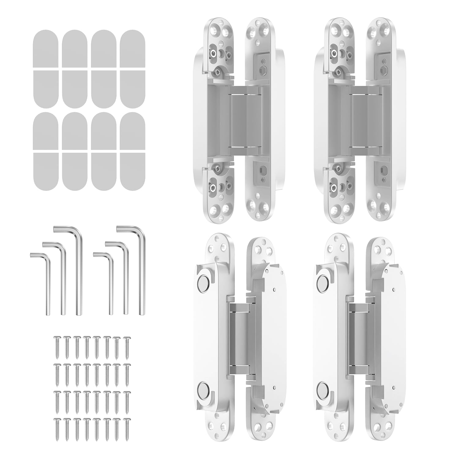 4PCS 7 Inch Invisible Concealed Door Hinges 180 Degree Swing Hinge (White)-