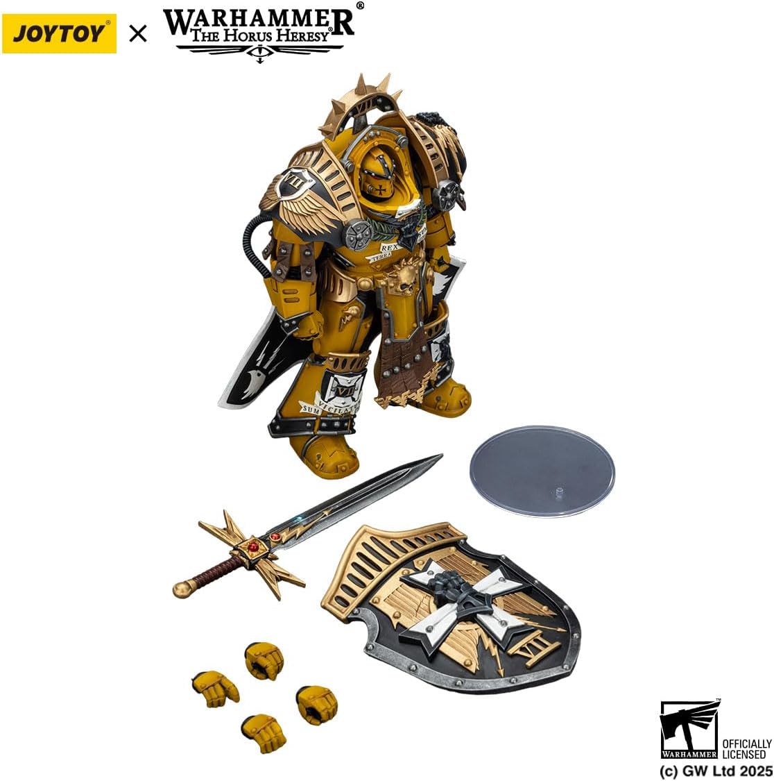 JOYTOY Action Figures Warhammer 40K 5.6inch Imperial Fists Legion Praetor in Tartaros Terminator Armour with Power Sword and Vigil Storm Shield 1/18 Movable Model Collectible Figurine Ages 15+