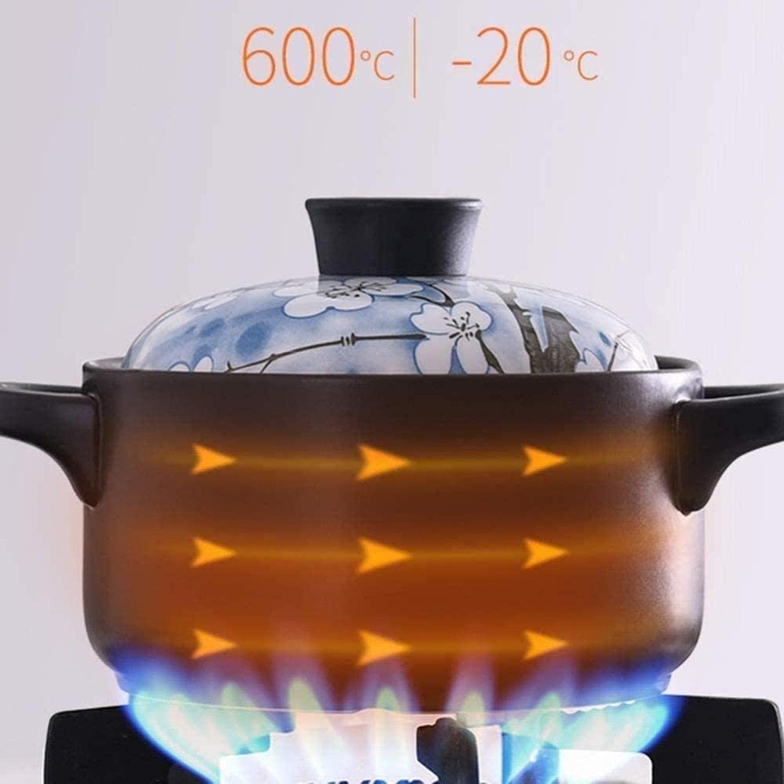 Cacerola de Barro - Cocción a Alta Temperatura, Azul - Capacidad 3,5 litros,Blue-Capacity 3.5L