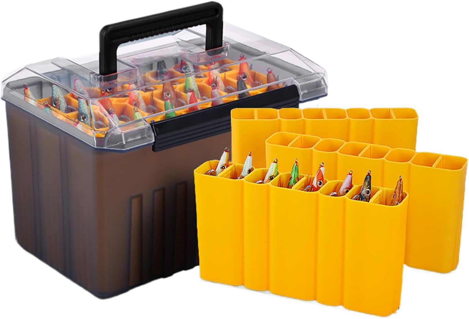 Fishing Lure Organizer, Portable Hard Bait Container, Fishing Tackle Box with Transparent Lid, Wear Resistant Bait Separator for Outdoor Angler's Equipment, Compact Fishing Gear Box