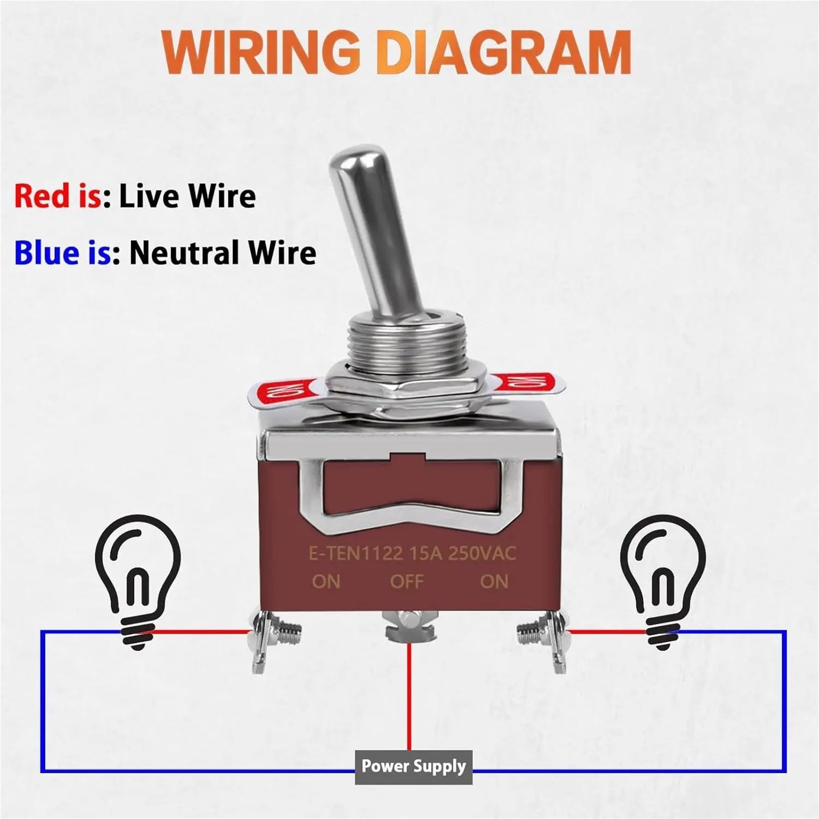 Przełączniki morskie, 6-pak przełączników kołyskowych, 3-stykowe 12 V DC 30 A/250 V AC 15 A, wytrzymały SPDT ON Off ON Switch, wodoodporny przełącznik kołyskowy do zastosowań morskich z osłoną