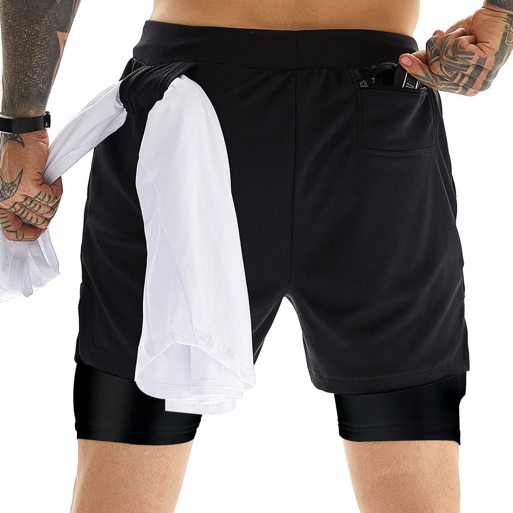 OEBLD Mens Athletic Shorts 2-in-1 Gym Workout Running 7'' Shorts with Towel Loop - Image 8