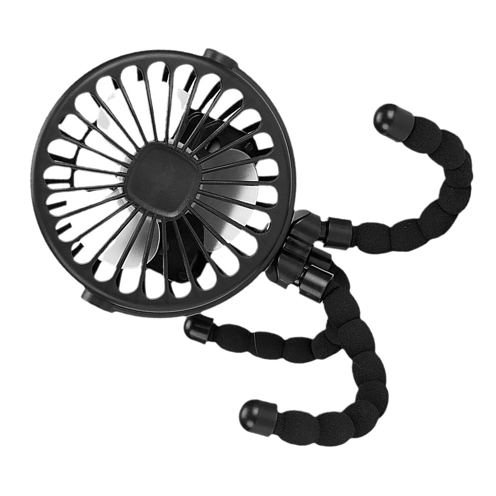 Stroller Fan Portable Lightweight Baby Car Fan USB Rechargeable Quiet Tripod Clamp/Holder On for Outdoor Activities, ABS Material (Black)