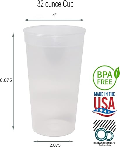 Miniatura 2 de Rolling Sands Vasos de plástico reutilizables de 32 onzas paquete de 10 fabricados en Estados Unidos sin BPA aptos para lavavajillas escarcha
