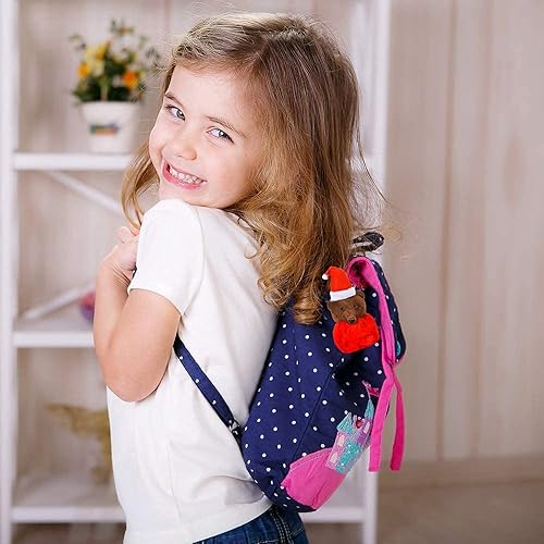 Miniatura 5 de ArtCreativity Adornos de Navidad de felpa de 4 pulgadas, juego de 6 adornos de peluche, llaveros de pompón de oso navideño con gancho estilo garra