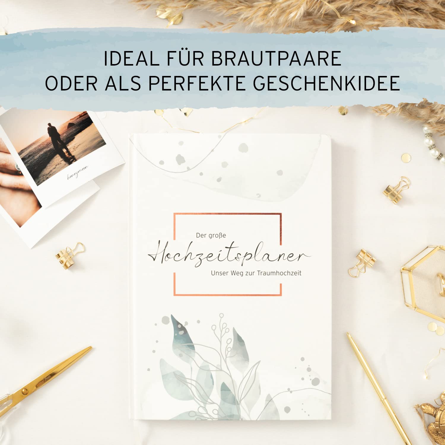 Hochzeitsplaner Buch Din A4 inkl. Roségold Prägung auf der Titelseite - Unser Weg zur Traumhochzeit -Wedding Planner – 120 Seiten für den großen Tag in Premium Papierqualität