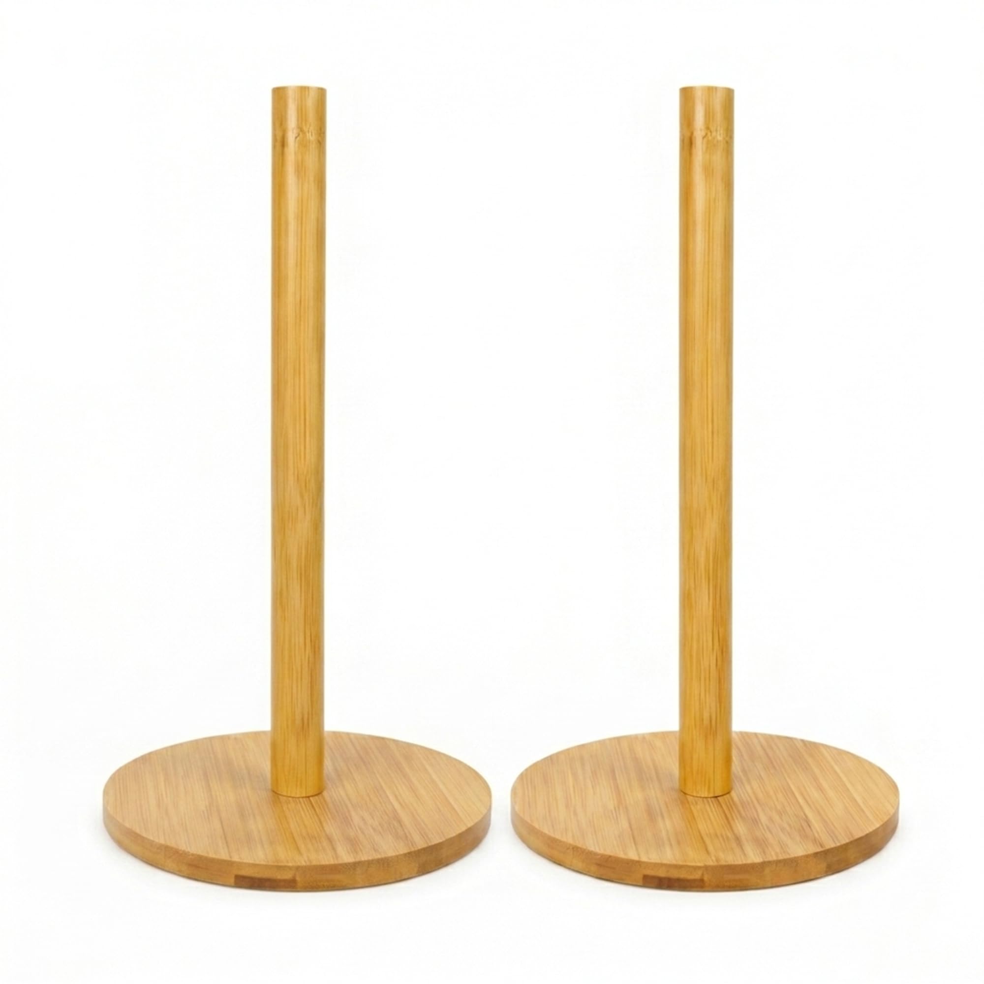 Pack - 2 Wooden Kitchen Roll Holder – Free Standing Oak Style Paper Towel Holder, Bamboo Kitchen Towel Stand, Wooden Kitchen Roll Holder for Countertop, Modern Kitchen Accessory