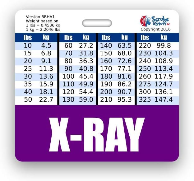 X-RAY Badge Buddy Horizontal w/Height & Weight Conversion Charts (Standard, Purple)