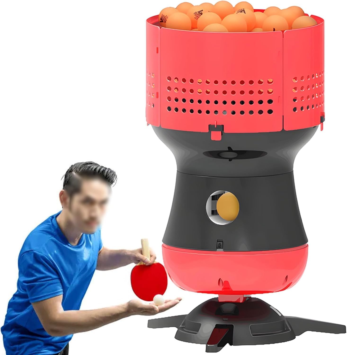 Robot da ping pong elettrico,5 livelli di forza e distanza regolabili,Macchina da tiro da ping pong con capacità di 90 palline (host)