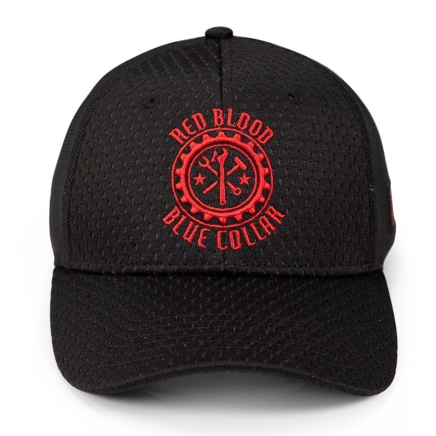 Grunt Style Red Blood Blue Collar Stretch Fit Hat (One Size Black)