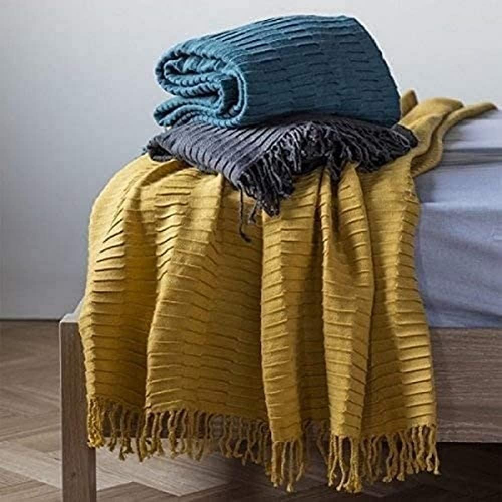 Nella Pleat Throw Charcoal 1300 x 1800 mm