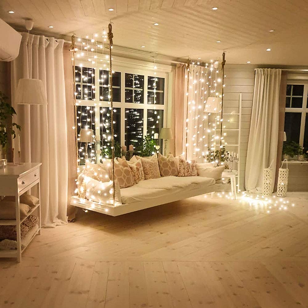 Lepro LE Tenda Luminosa 6 x 3 594 LED Bianco Caldo, Luci di Catena Stringa Impermeabile, 8 Modalità di Illuminazione, Luci Cascata per Natale, Decorazioni Interni ed Esterni, Matrimonio, Compleanno