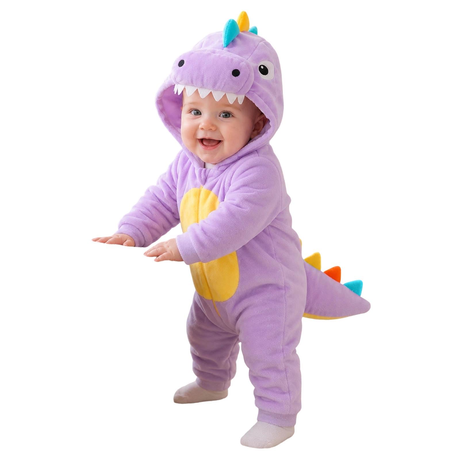 Dinosaur Costume Kids Halloween Costumes Infant Onesie Dress Up Outfit Dinosaur Onesie With Colorful Spikes And Plush Tail Full Zipper Cartoon Cosplay Onesies for Newborn Infant, Photo Prop Outfit
