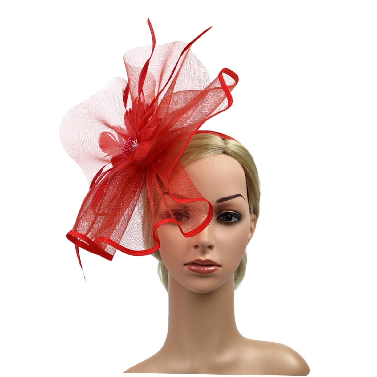 DOITOOL 2pezzi Fascinator Creativo Con Fiore Per Feste e Cerimonie Accessorio Elegante Per Donne e Ragazze Rosso Per Balli Festival e Halloween